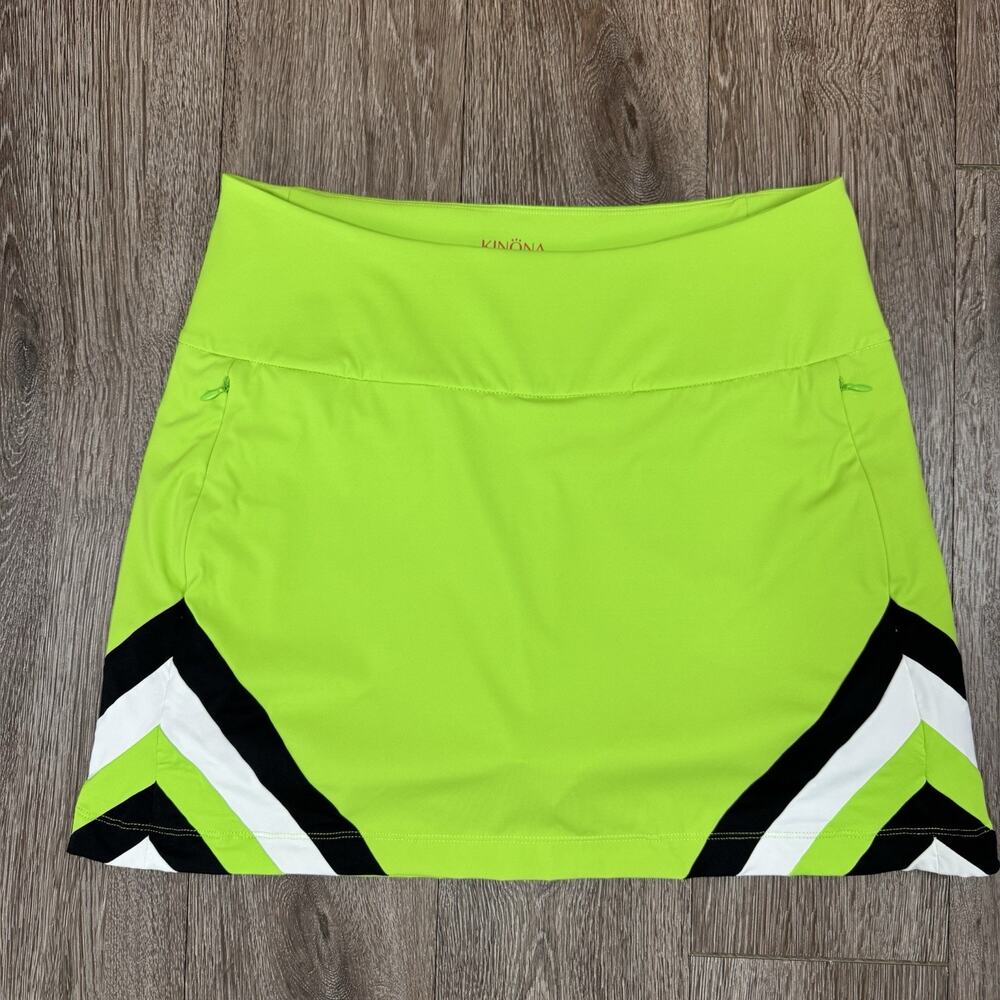 Kinona Skort Green Zippered Pockets Golf Tennis Pickleball Womens Medium